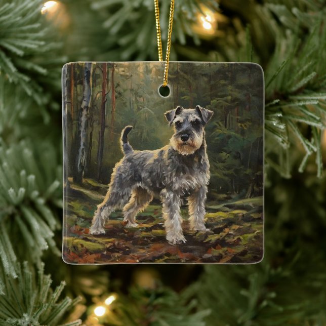 Schnauzer  julgransprydnad keramik (Träd)