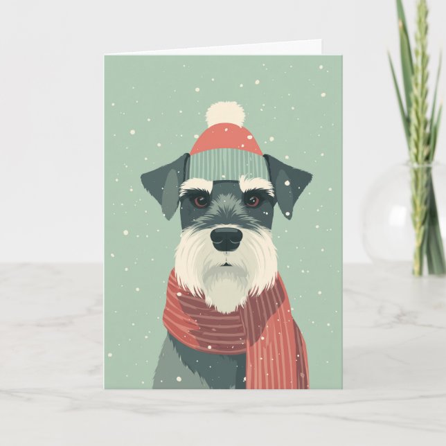 Schnauzer Julhälsning Kort (Framsida)