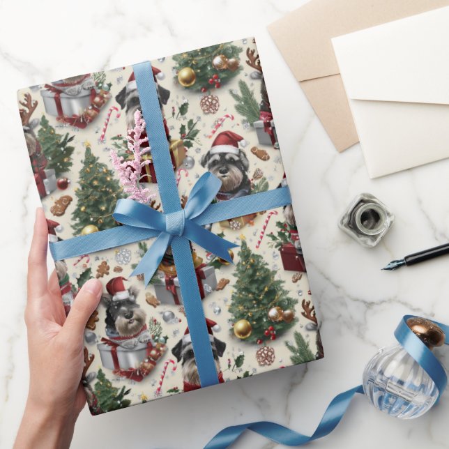 Schnauzer julhelg mönster med tomtehatt presentpapper (Gifting)