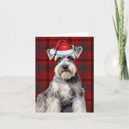 Schnauzer julhund röd rutig jul helgkort