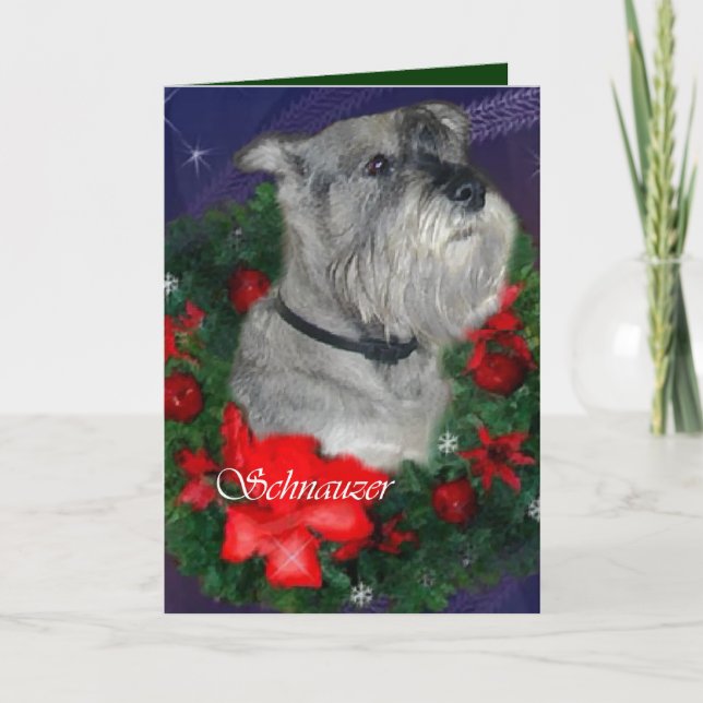 Schnauzer-julklappar Helgkort (Framsida)