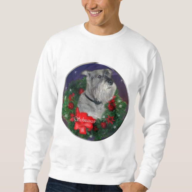 Schnauzer-julklappar Lång Ärmad Tröja (Framsida)