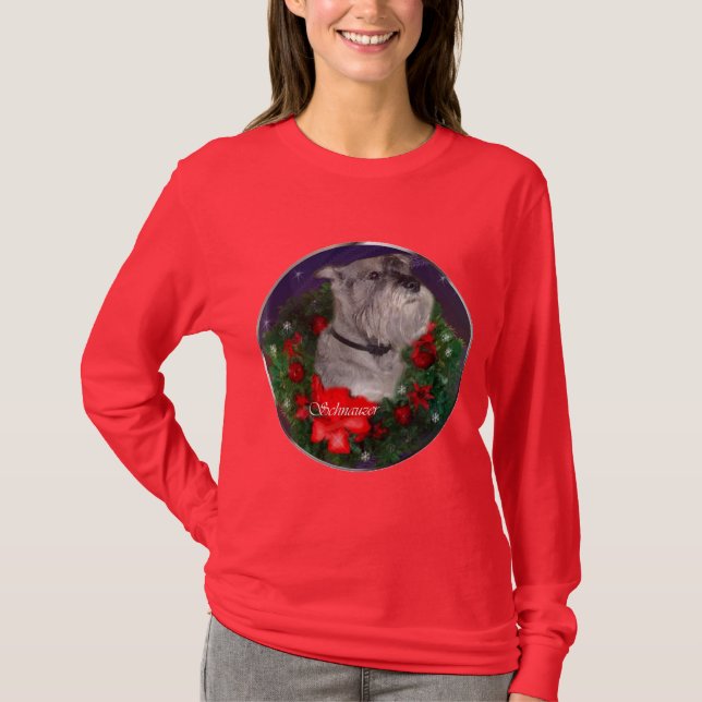Schnauzer-julklappar T-shirt (Framsida)