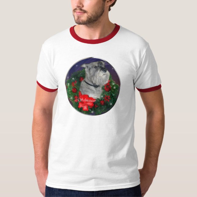 Schnauzer-julklappar Tee Shirt (Framsida)