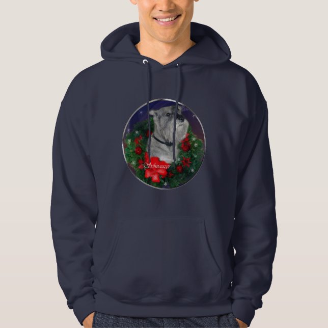 Schnauzer-julklappar Tröja Med Luva (Framsida)