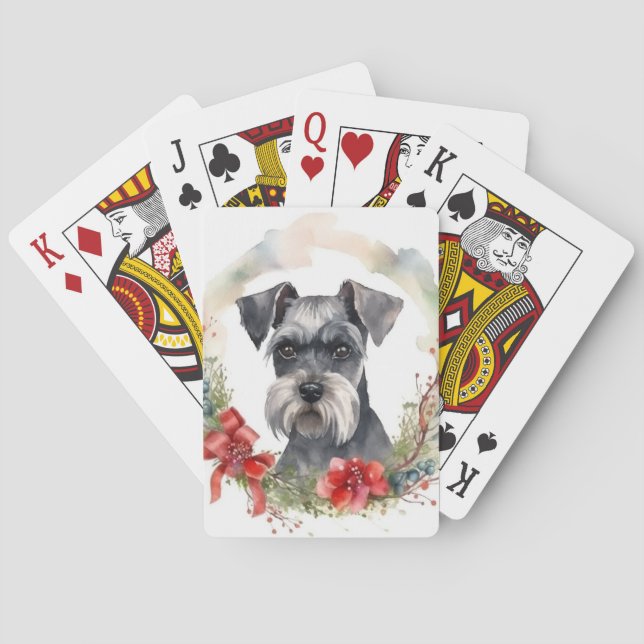 Schnauzer julkrans Festiv Valp Casinokort (Baksidan)