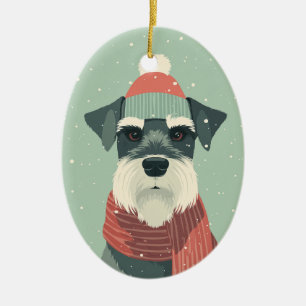 Schnauzer Julsouvenir Julgransprydnad Keramik