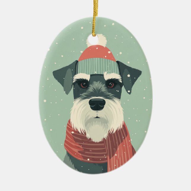 Schnauzer Julsouvenir Julgransprydnad Keramik (Framsidan)