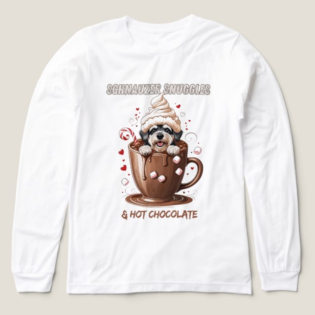 Schnauzer Knuffar & Varm Choklad T Shirt (Design framsida)