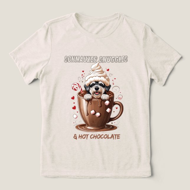 Schnauzer Knuffar & Varm Choklad T Shirt (Design Framsida)
