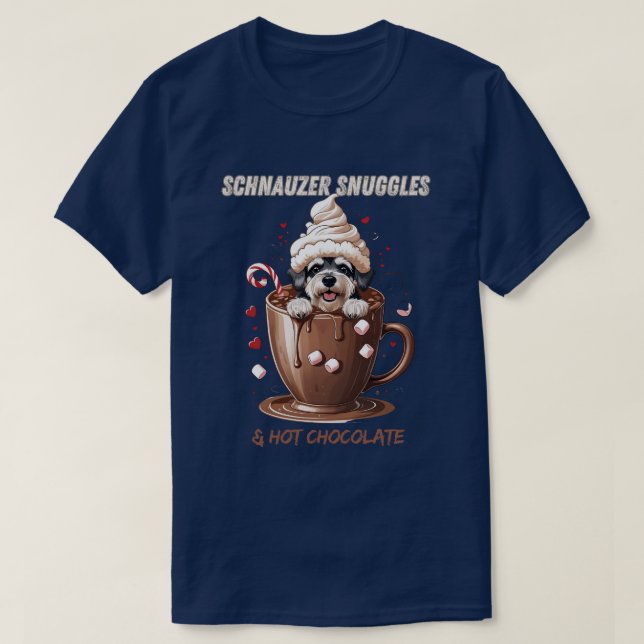 Schnauzer Knuffar & Varm Choklad T Shirt (Design framsida)