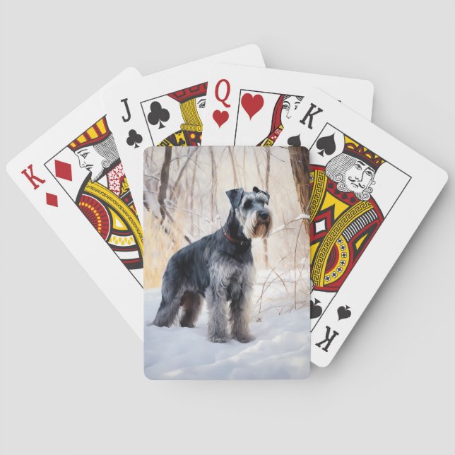 Schnauzer Låt det snöa jul Casinokort (Baksidan)