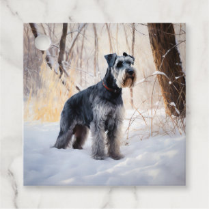 Schnauzer Låt det snöa jul Gåvor Etiketter