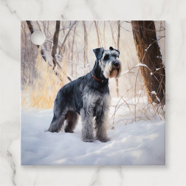 Schnauzer Låt det snöa jul Gåvor Etiketter (Framsida)