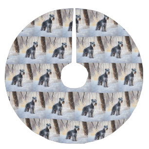 Schnauzer Låt det snöa jul Julgransmatta Borstad Polyester