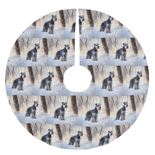 Schnauzer Låt det snöa jul Julgransmatta Borstad Polyester (Framsidan)