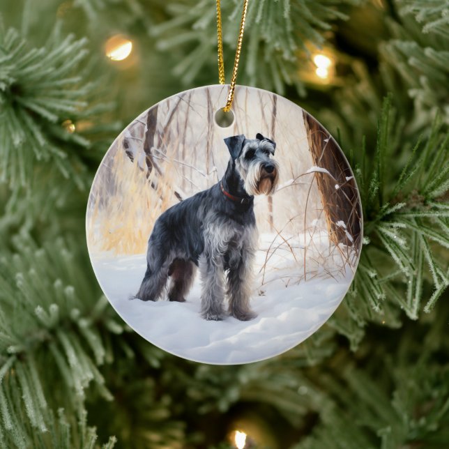 Schnauzer Låt det snöa jul Julgransprydnad Keramik (Träd)