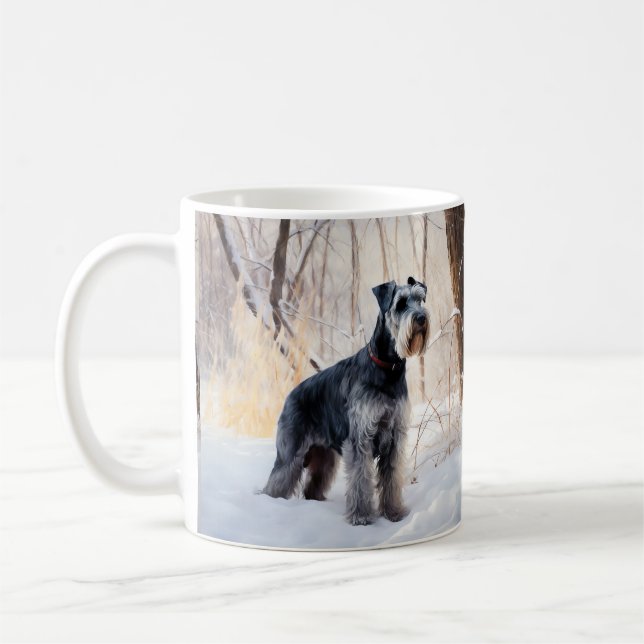 Schnauzer Låt det snöa jul Kaffemugg (Vänster)
