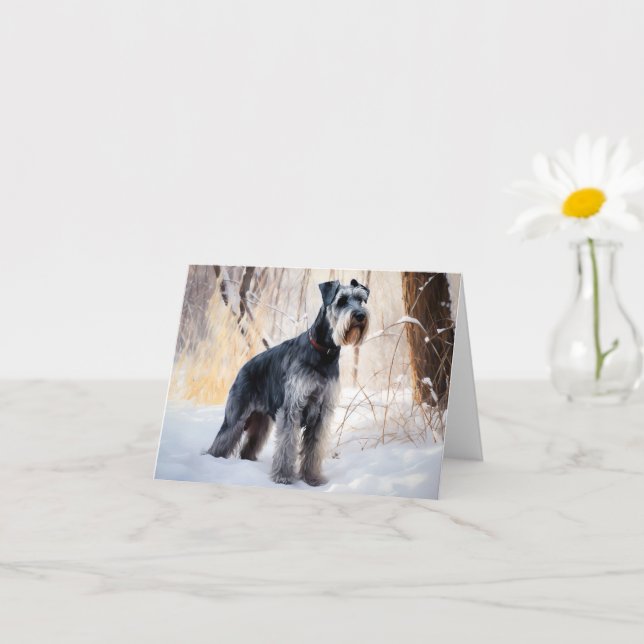 Schnauzer Låt det snöa jul Kort (Liten växt)