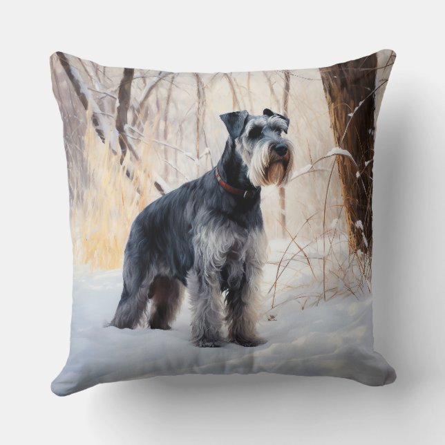 Schnauzer Låt det snöa jul Kudde (Baksida)