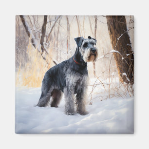 Schnauzer Låt det snöa jul Magnet