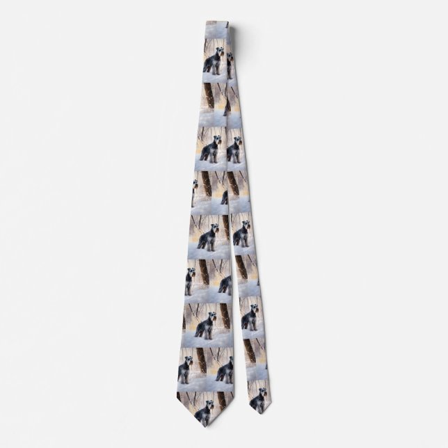 Schnauzer Låt det snöa jul Slips (Framsida)