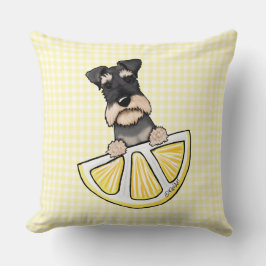Schnauzer Lemon Gingham Throw Pillow Kudde