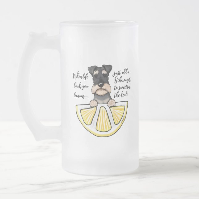 Schnauzer Life Lemons Frosted Glass Beer Mugg (Vänster)