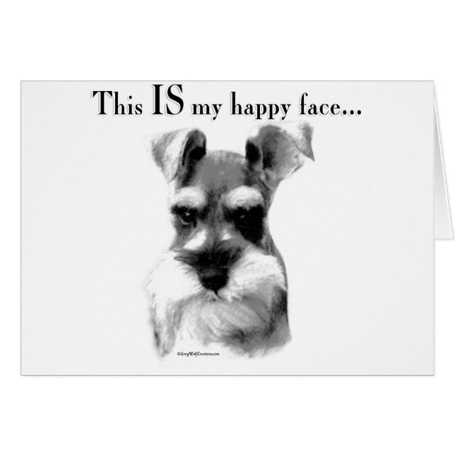 Schnauzer Lycklig Ansikte Hälsningskort (Framsidan Horizontal)