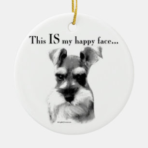 Schnauzer Lycklig Ansikte Julgransprydnad Keramik