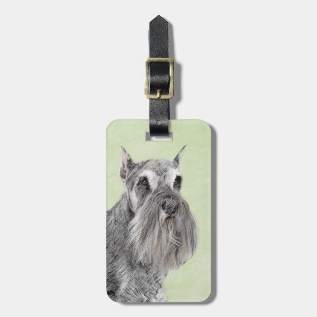 Schnauzer-målarfärg (Giant, Standard) - Hund Art Bagagebricka (Vertikal Framsida)