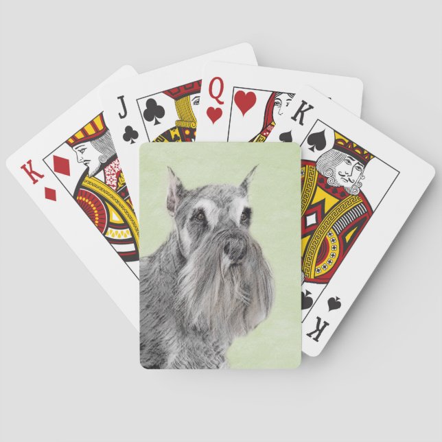 Schnauzer-målarfärg (Giant, Standard) - Hund Art Casinokort (Baksidan)