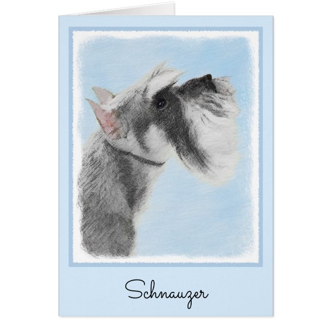 Schnauzer-målarfärg (Giant, Standard) - Hund Art Hälsningskort (Framsidan)