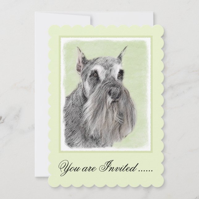Schnauzer-målarfärg (Giant, Standard) - Hund Art Inbjudningar (Framsida)
