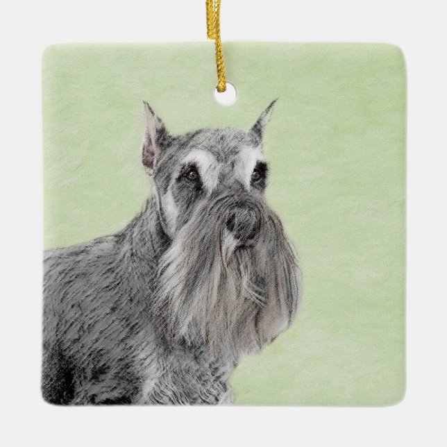 Schnauzer-målarfärg (Giant, Standard) - Hund Art Julgransprydnad Keramik (Framsida)