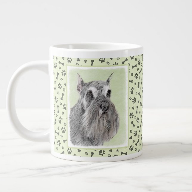 Schnauzer-målarfärg (Giant, Standard) - Hund Art Jumbo Mugg (Vänster)