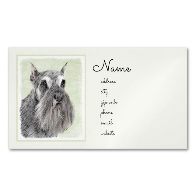 Schnauzer-målarfärg (Giant, Standard) - Hund Art Magnetiska Visitkort (Framsida)