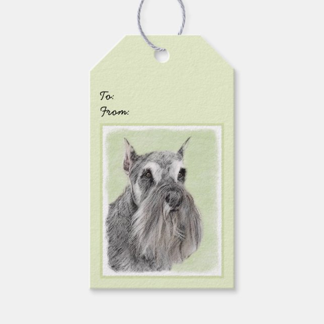 Schnauzer-målarfärg (Giant, Standard) - Hund Art Presentetikett (Framsidan)