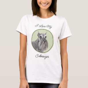 Schnauzer-målarfärg (Giant, Standard) - Hund Art T Shirt