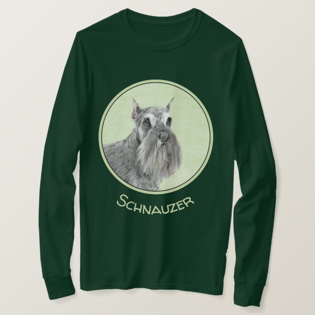 Schnauzer-målarfärg (Giant, Standard) - Hund Art T Shirt (Design framsida)