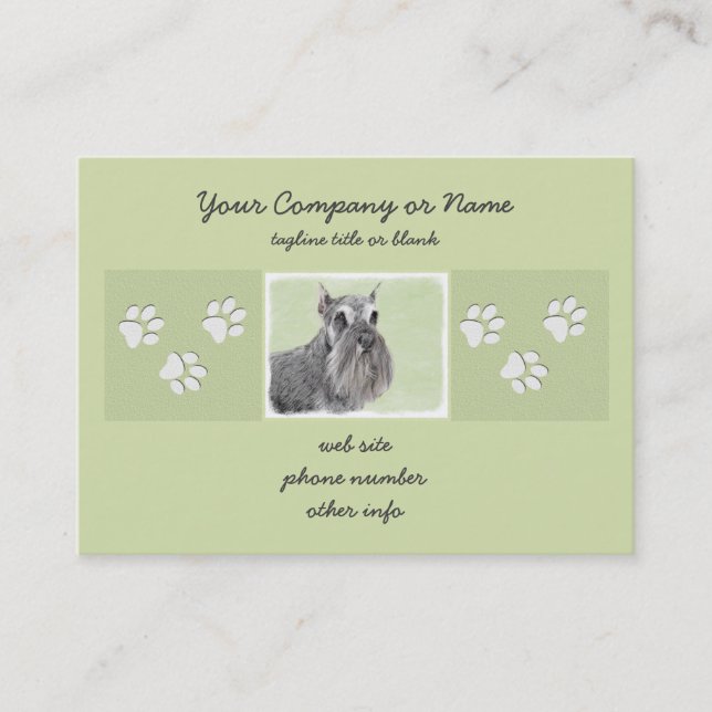 Schnauzer-målarfärg (Giant, Standard) - Hund Art Visitkort (Framsida)