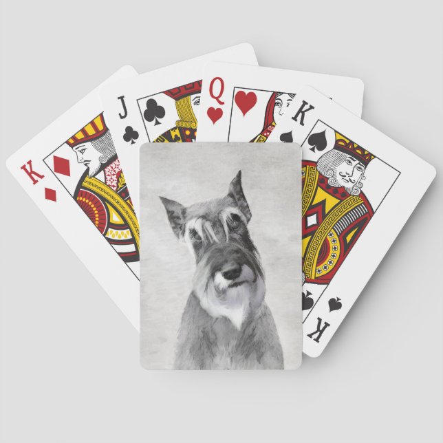 Schnauzer-målning (giant) - Hund Art Casinokort (Baksidan)