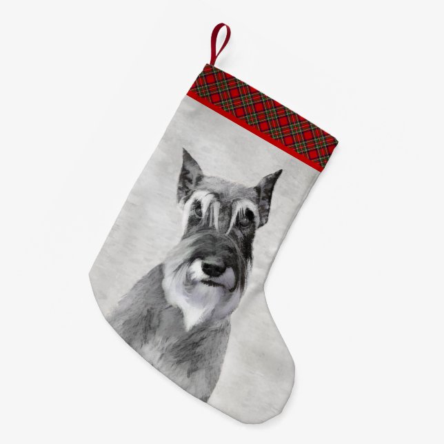 Schnauzer-målning (giant) - Hund Art Liten Julstrumpa (Framsidan (Hängande))
