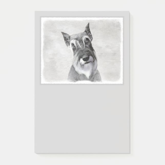 Schnauzer-målning (giant) - Hund Art Post-it Block (Framsida)
