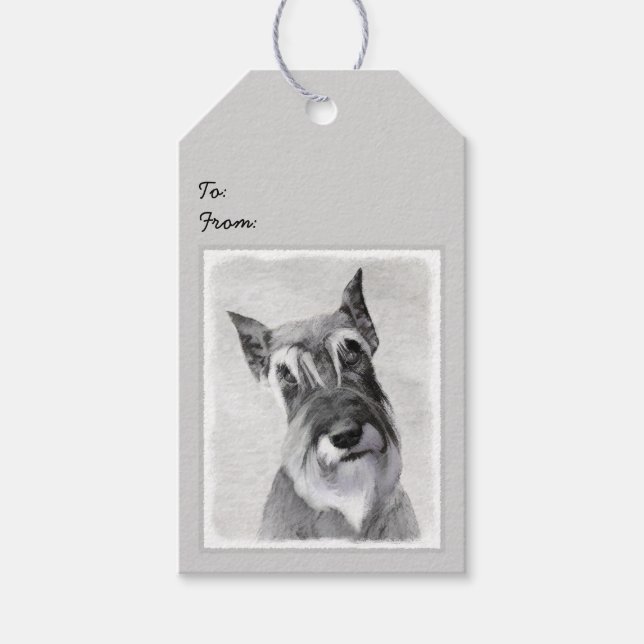 Schnauzer-målning (giant) - Hund Art Presentetikett (Framsidan)