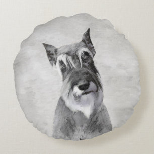 Schnauzer-målning (giant) - Hund Art Rund Kudde