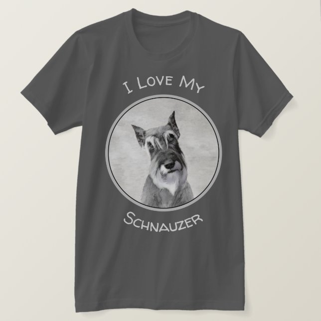 Schnauzer-målning (giant) - Hund Art T Shirt (Design framsida)