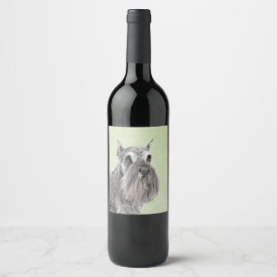 Schnauzer-målning (Giant, Standard) - Hund Art Vinflaska Etikett