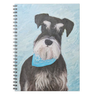 Schnauzer-målning (miniatyr) - Cute Original-Hund Anteckningsbok Med Spiral