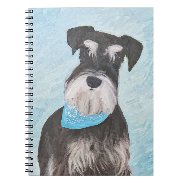 Schnauzer-målning (miniatyr) - Cute Original-Hund Anteckningsbok Med Spiral (Framsidan)